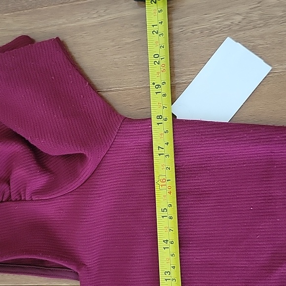 NWT Club Monaco Square Neck Puff Sleeve Top Magenta Large - Picture 7 of 8